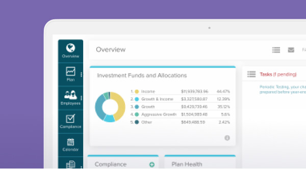 Retirement Services home screen, featuring the Investment Funds and Allocations dashboard