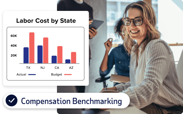 sample of ADP dashboard accompanied by message: compensation benchmarking